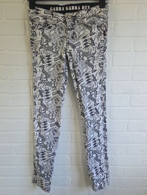 RAMONES Gabba Gabba Hey Black & White Graphic Skinny Jeans